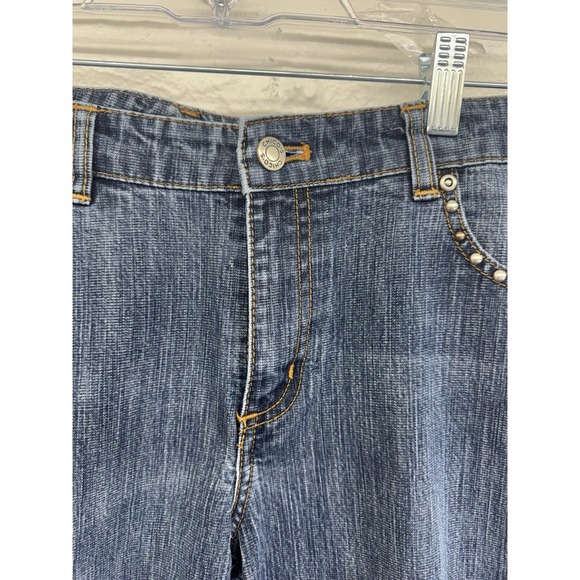Chico's Denim - Chico's Platinum Blue Jeans Womens  1.5 T Barely‎ Flare Leg Embellished Pocket